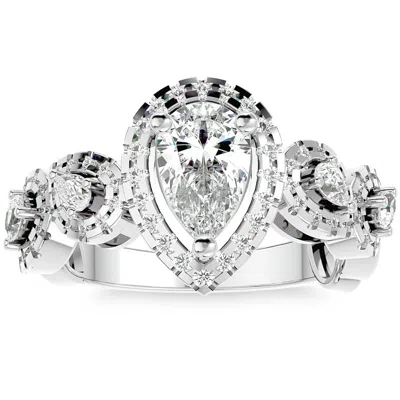 Pompeii3 1 1/2ct Diamond & Moissanite Halo Engagement Ring In 10k Gold In Multi