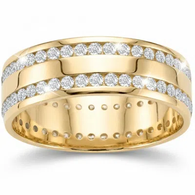 Pompeii3 1 1/2ct Diamond Double Row Eternity Ring 14k Yellow Gold 7.5mm Wide Flat Band Size Selectable In White