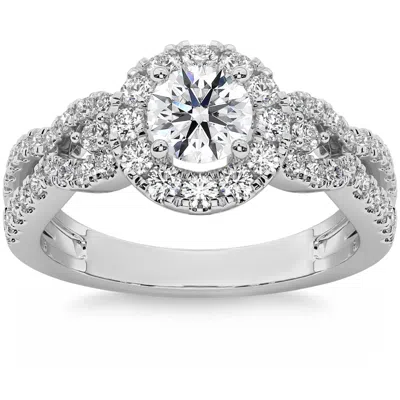 Pompeii3 1 1/2ct Diamond Engagement Ring Halo Twist Band 14k Gold Lab Grown In Multi