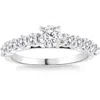 Pompeii3 1 1/2ct Diamond Engagement Ring Round Cut 14k White Gold With Side Stones In Silver