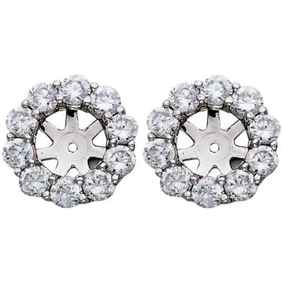 Pompeii3 1 1/2ct Diamond Halo Earring Studs Jackets 14k White Gold (6-6.7mm) In Transparent