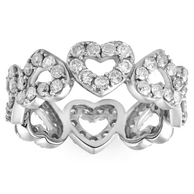 Pompeii3 1 1/2ct Diamond Heart Shaped Eternity Ring In White, Yellow, Or Rose Gold In Multi