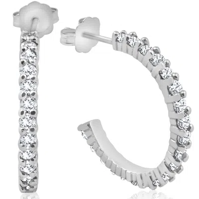 Pompeii3 1 1/2ct Diamond Hoops 14k White Gold In Multi