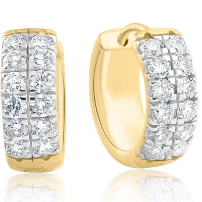 Pompeii3 1 1/2ct Diamond Hoops In Yellow Gold Lab Grown 14.55mm Tall