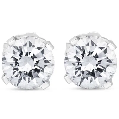 Pompeii3 1 1/2ct Diamond Push Push Studs Enhanced 14k White Gold In Silver