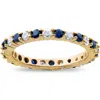 Pompeii3 1 1/2ct Diamond Sapphire Eternity Ring 14k Yellow Gold In Multi