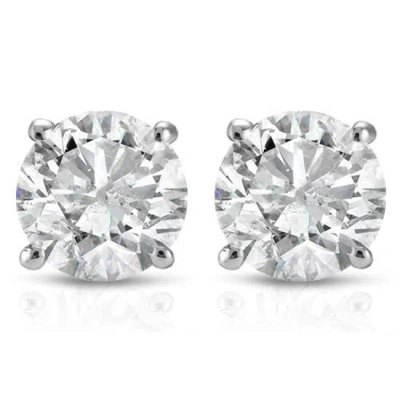 Pompeii3 1 Ct Tdw Round Cut 14k White Or Yellow Gold Diamond Studs Earrings Igi Certified In Silver