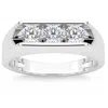 Pompeii3 1 1/2ct Diamond Three Stone Mens Wedding Ring In 14k White Or Yellow Gold In Multi