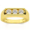 Pompeii3 1 1/2ct Diamond Three Stone Mens Wedding Ring In 14k White Or Yellow Gold In Silver