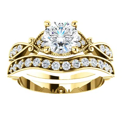 Pompeii3 1 1/2ct Diamond Vintage Engagement Matching Wedding Ring Set 14k Gold Yellow In Multi