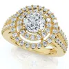 Pompeii3 1 1/2ct Double Halo Diamond Engagement Ring 14k Gold Lab Grown