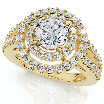 Pompeii3 1 1/2ct Double Halo Diamond Engagement Ring 14k Gold Lab Grown In Silver