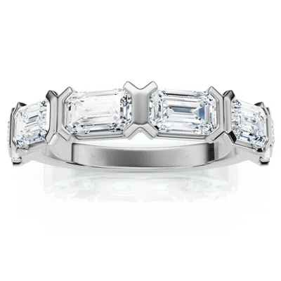 Pompeii3 1 1/2ct Emerald Cut Diamond 6-stone Ring 14k Gold Or Platinum Lab Grown In Silver