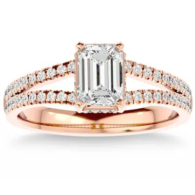 Pompeii3 1 1/2ct Emerald Cut Diamond Engagement Ring White, Yellow Or Rose Gold Lab Grown In Multi