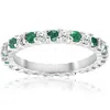 Pompeii3 1 1/2ct Emerald Diamond Eternity Ring 14k White Gold In Green