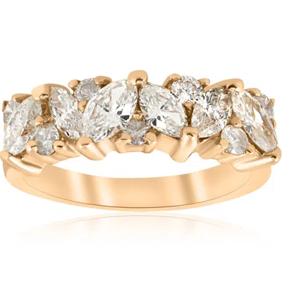 Pompeii3 1 1/2ct Fancy Marquise Diamond Womens Wedding Anniversary 14k Yellow Gold In Silver