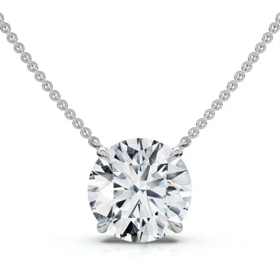 Pompeii3 1 1/2ct Floating Solitaire Diamond Pendant 14k Gold Women's 18" Chain Lab Grown In White