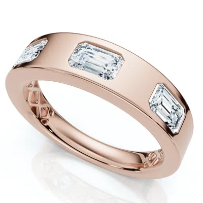Pompeii3 1 1/2ct Flush Set Emerald Cut Diamond Ring Stackable Band 14k Gold Lab Grown In Multi