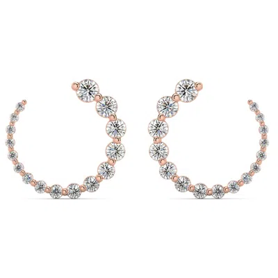 Pompeii3 1 1/2ct Graduated Diamond Circle Earrings 14k Gold Journey Studs Lab Grown In Multi