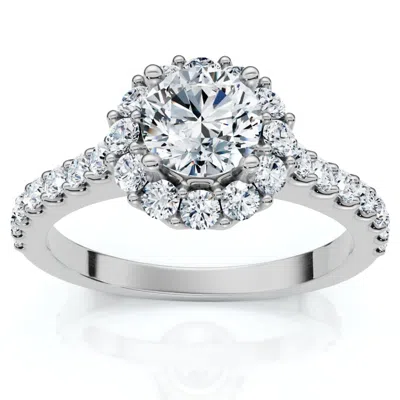 Pompeii3 1 1/2ct Halo Diamond Engagement Ring 14k Gold Lab Grown In Pink