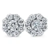 Pompeii3 1 1/2ct Halo Fire Diamond Studs 14k White Gold In Multi