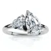 Pompeii3 1 1/2ct Heart & Pear Two Stone Toi Et Moi Diamond Ring 14k Gold Or Pt Lab Grown In Metallic