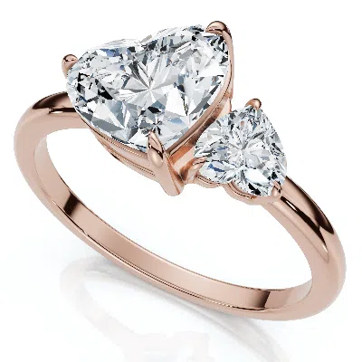Pompeii3 Certified 1 1/2ct Heart Cut Two Stone Diamond Ring 14k Gold Or Pt Lab Grown In Metallic