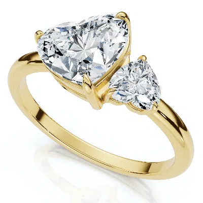 Pompeii3 1 1/2ct Heart Cut Toi Et Moi Diamond Ring 14k Gold Or Pt Lab Grown In Metallic