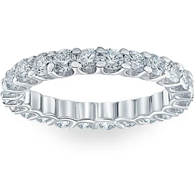 Pompeii3 1 1/2ct Lab Grown Diamond Eternity U Prong Ring 10k White Gold Wedding Band In Multi