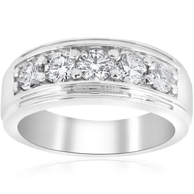 Pompeii3 1 1/2ct Men's Diamond Wedding Anniversary Ring In 14k Gold Lab Grown Five Stone In Multi