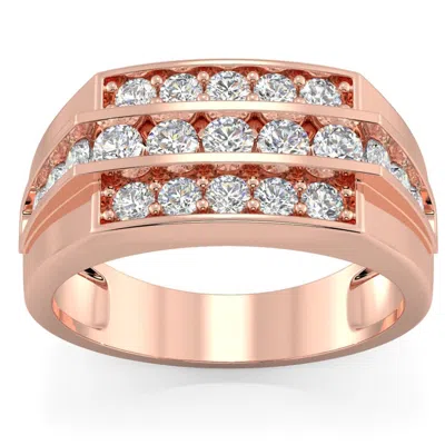Pompeii3 1 1/2ct Men's Diamond Wedding Annivesary Ring Gold Lab Grown In Pink