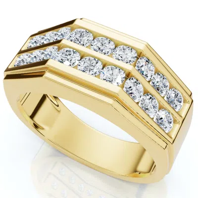 Pompeii3 1 1/2ct Men's Multi-row Diamond Ring In 10k Yellow Gold