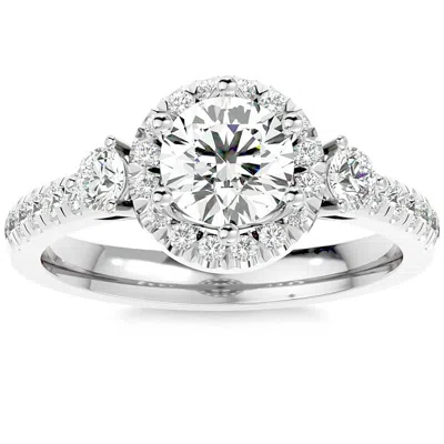 Pompeii3 1 1/2ct Moissanite & Diamond Engagement Ring In White, Yellow, Or Rose Gold In Silver