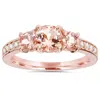 Pompeii3 1 1/2ct Morganite & Diamond 3-stone Engagement Ring 14k Rose Gold In Multi
