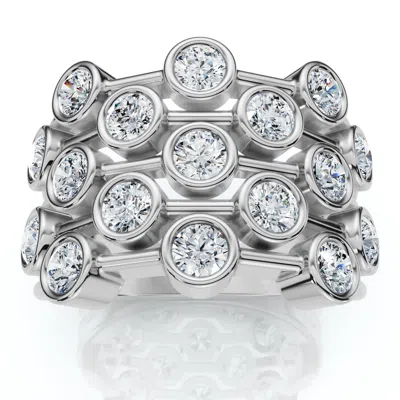 Pompeii3 1 1/2ct Multirow Bezel Diamond Right Hand Ring 10k Gold Lab Grown