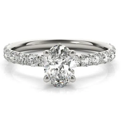 Pompeii3 1 1/2ct Oval Diamond Engagement Ring 14k White Yellow Or Rose Gold Lab Grown In Silver