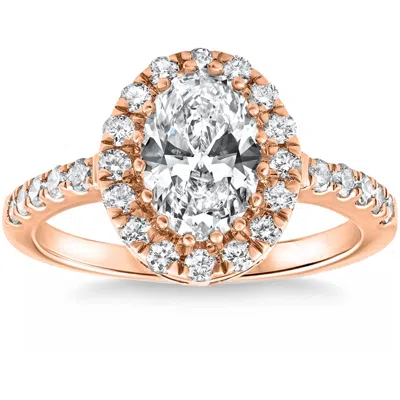 Pompeii3 1 1/2ct Oval Diamond Halo Engagement Ring 14k Gold Lab Grown In Multi