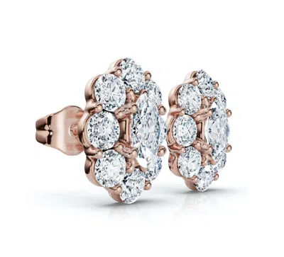 Pompeii3 1 1/2ct Oval Diamond Halo Studs 14k Gold Women's Earrings Lab Grown In Multi