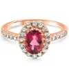 Pompeii3 1 1/2ct Oval Ruby Halo Diamond Ring 14k Gold Lab Grown In Multi