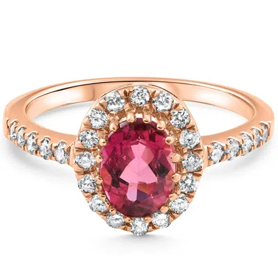 Pompeii3 1 1/2ct Oval Ruby Halo Diamond Ring 14k Gold Lab Grown In Multi