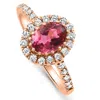 Pompeii3 1 1/2ct Oval Ruby Halo Diamond Ring 14k Gold Lab Grown In Red