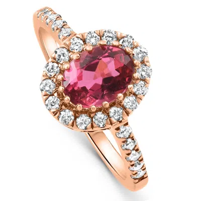 POMPEII3 1 1/2CT OVAL RUBY HALO DIAMOND RING 14K GOLD LAB GROWN