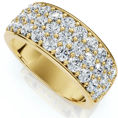 Pompeii3 1 1/2ct Pave 3-row Diamond Wedding Anniversary Ring 10k Gold Lab Grown In Metallic