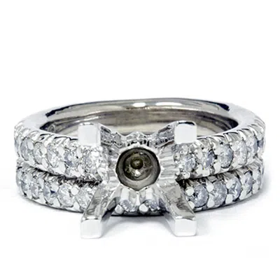 Pompeii3 1 1/2ct Pave Diamond Engagement Wedding Ring Set 14k White Gold In Multi