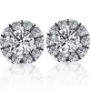 Pompeii3 1 1/2ct Pave Halo Diamond Studs 14k White Gold In Multi