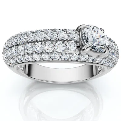 Pompeii3 1 1/2ct Pave Kimberly Diamond Anniversary Ring 14k Gold Or Platinum Lab Grown In Silver