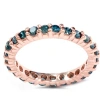 Pompeii3 1 1/2ct Prong Blue Diamond Eternity Ring 14k Rose Gold In Blue