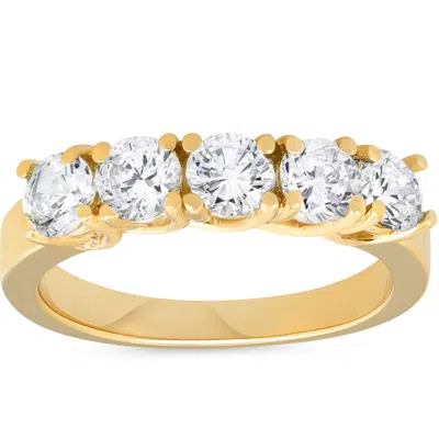 Pompeii3 1 1/2ct Real Diamond Wedding Anniversary 14k Yellow Gold Ring In Multi