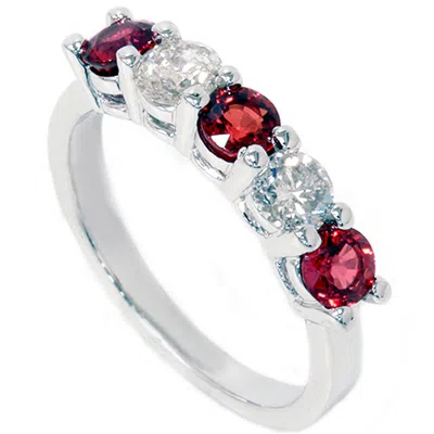 Pompeii3 1 1/2ct Red Sapphire & Diamond Wedding Ring 14k White Gold In Multi