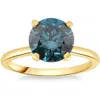 POMPEII3 1 1/2CT ROUND BLUE DIAMOND ENGAGEMENT RING 14K WHITE OR YELLOW GOLD LAB GROWN